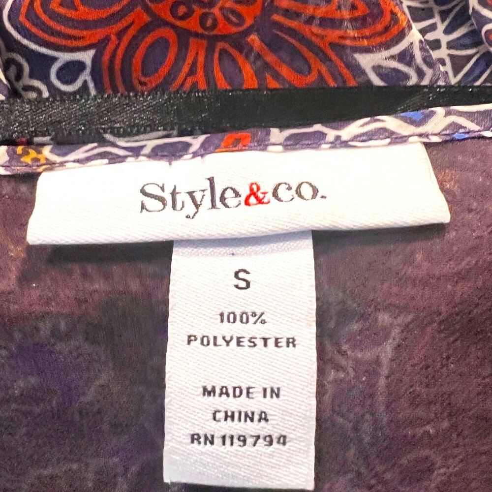 Style & Co. Women's Open Front Sheer Flowy Jacket-Lined -Casual-Size Small-Fun - Picture 14 of 14